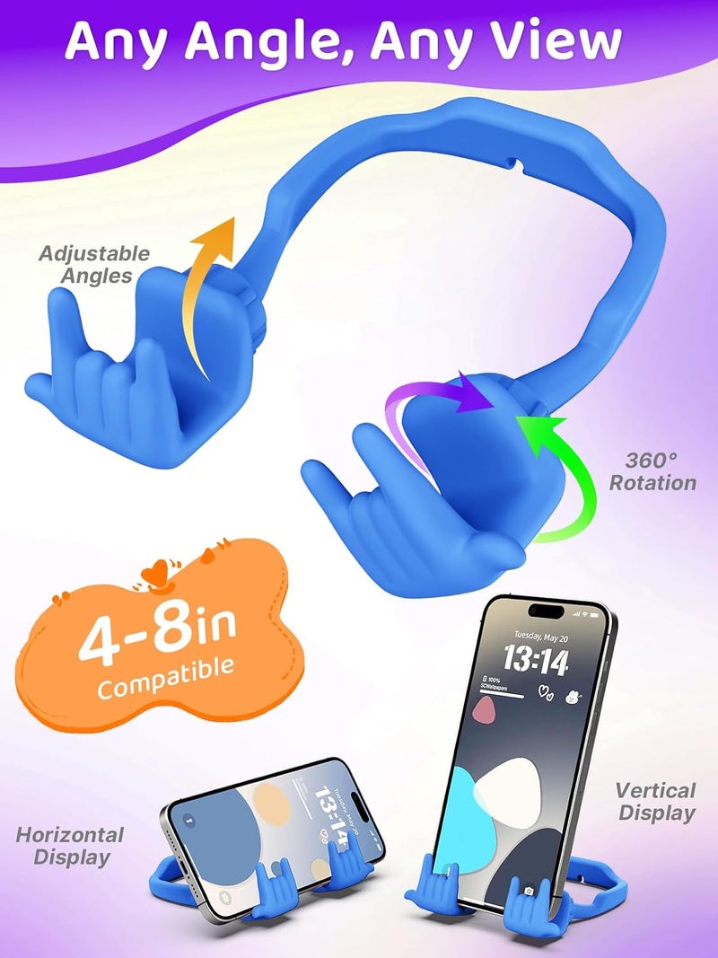 CALDEVER Stocking Stuffers for Teen Boys Girls Gifts Cell Phone Stand Upgrade Adjustable Rock on Lazy Phone Stand for Desk Cool Funny Gadget Gifts for Christmas Adult Men Women Wife 1Pack Blue - Image 2